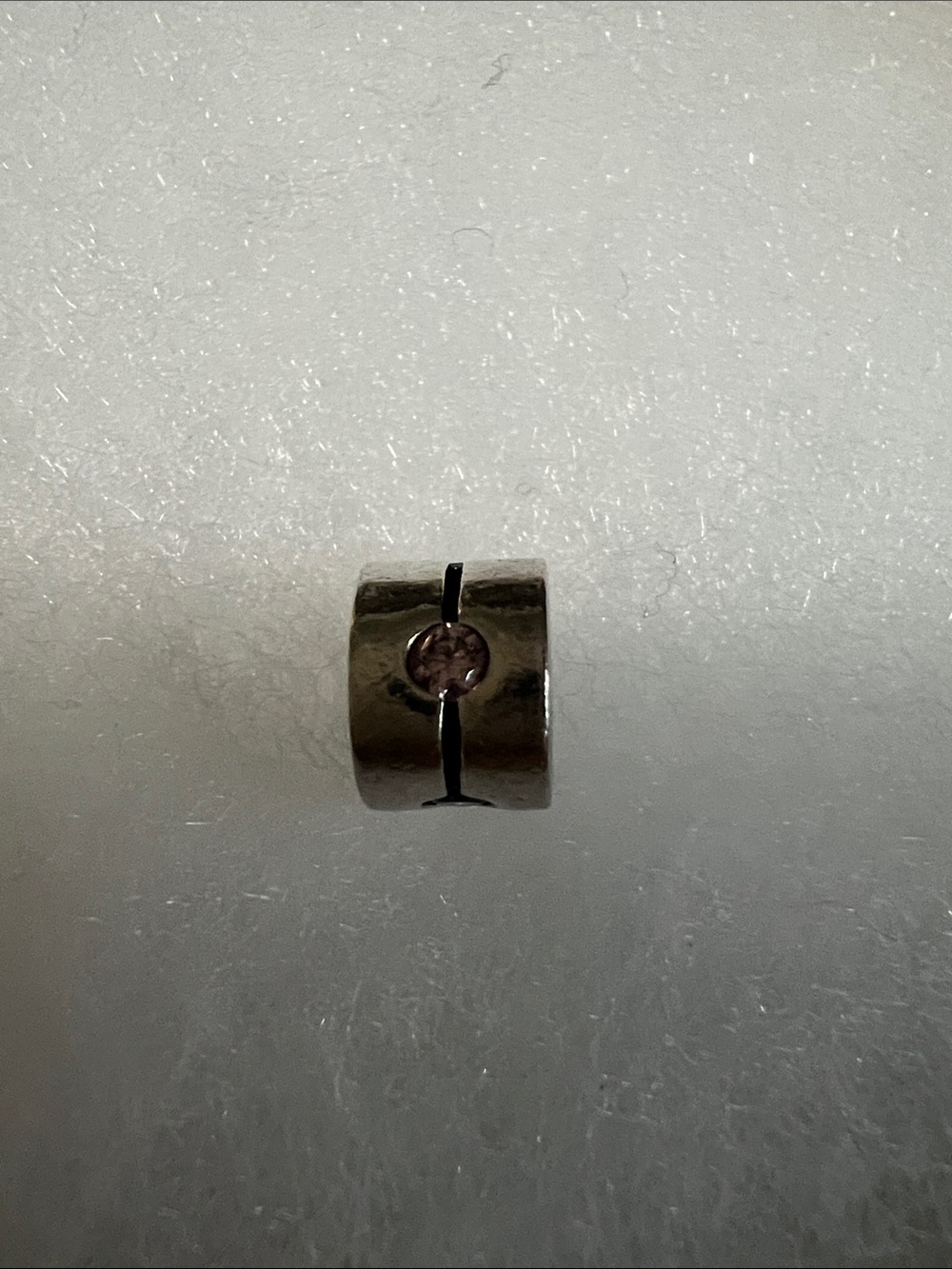 Retired Pandora “Sirius” Silver Charm with 4 Pink Cubic Zirconia  Stones.